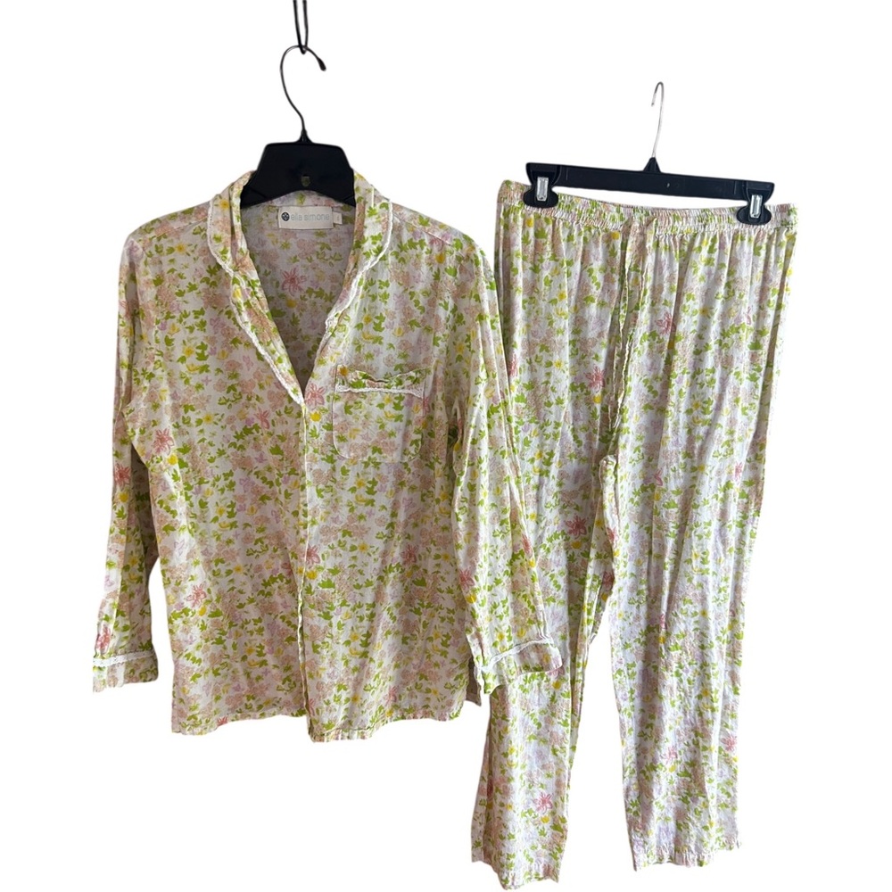Ella Simone vintage floral pajama set Sz S